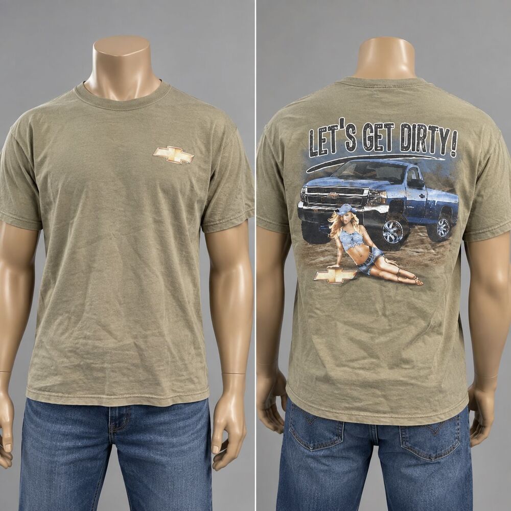 Chevrolet Letβs Get Dirty menβs graphic tee Gildan Ultra Cotton Y2K Large
